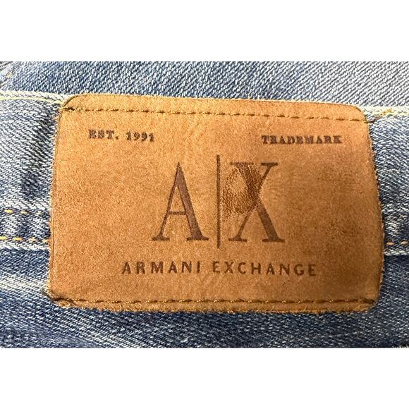 Armani Exchange A|X Indigo Whisker Jeans Womens 4 Short Stretch Bootcut Denim - Picture 8 of 11